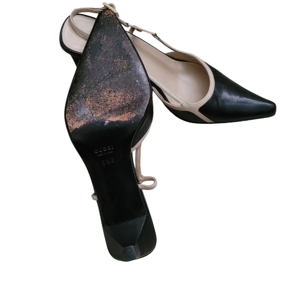 GUCCI Two Tone Slingback Pointed Toe Heels - Picture 4 of 9